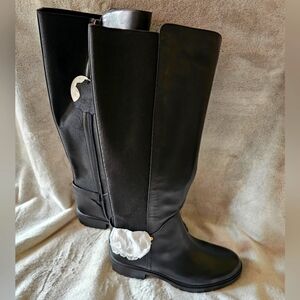 Giani Bernini Barbibee Women's Black Leather Moto Riding Boots Size 5.5 NWOB